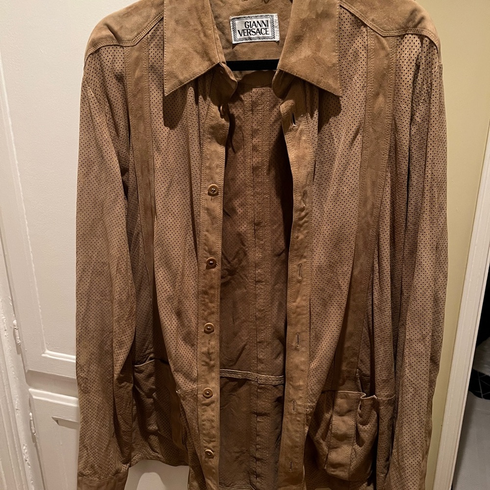 Versace Tan Suede Being Vintage Shirt Jacket size large